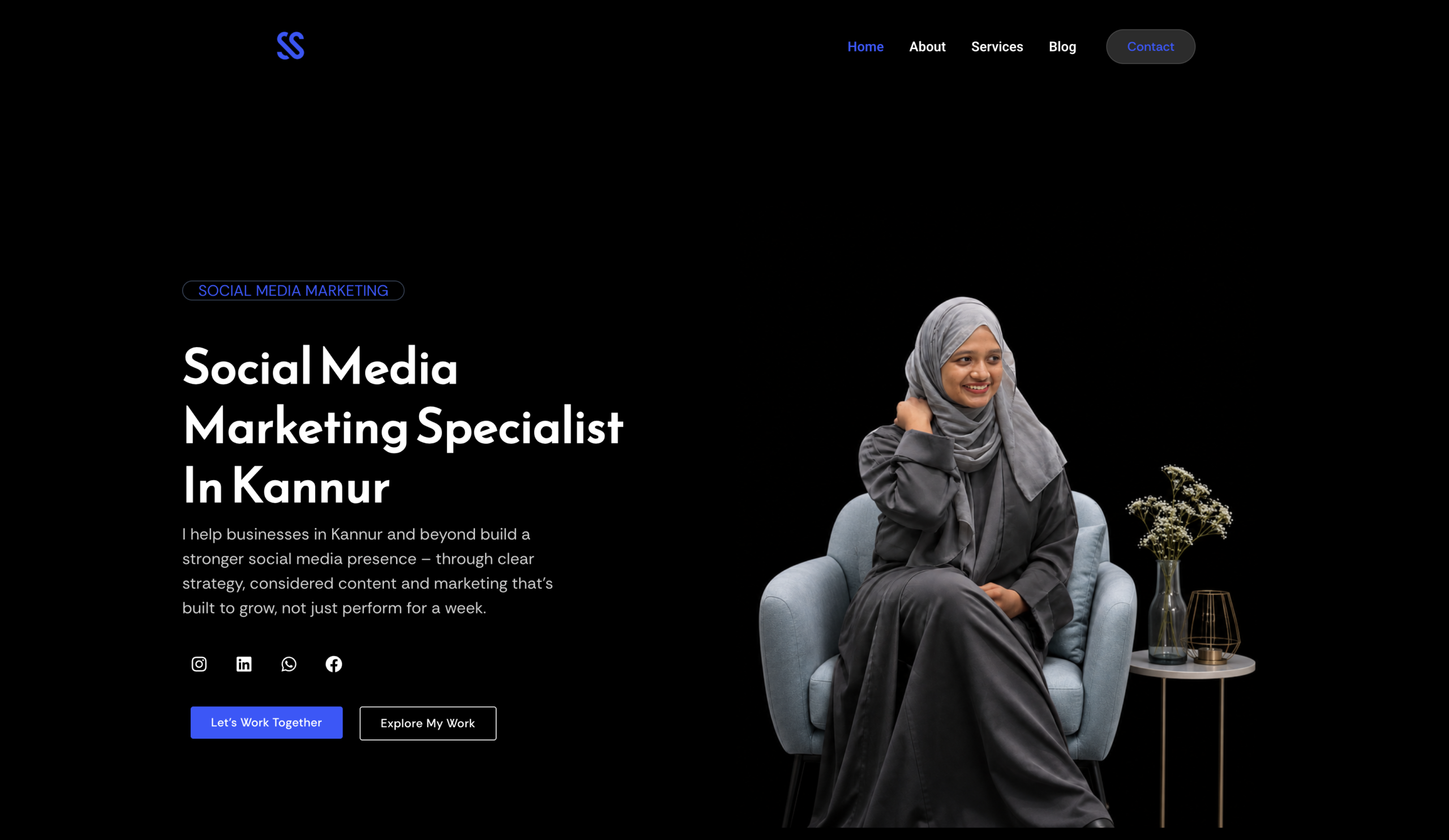 social media marketing specialist portfolio designed by me for my client